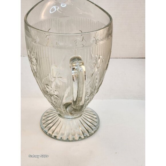 Vintage Jeanette Iris & Herringbone Clear Carnival Depression Glass 9" Pitcher F - Picture 5 of 10